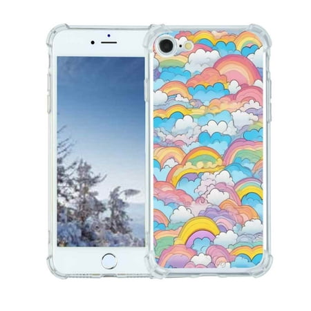 Pastel-rainbow-cloud-designs-5 Phone Case, Designed for iPhone SE 2022 Case Soft TPU for girls boys gift,Shockproof Phone Cover