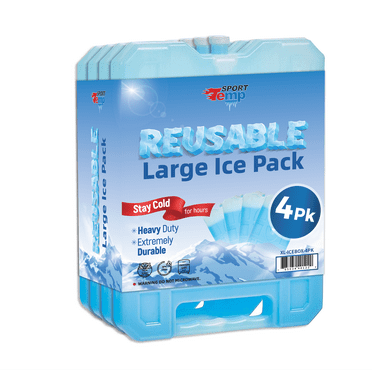 Sport Temp Reusable Jumbo Ice Pack - Long Lasting - Perfect for Keeping Food Or Beverages Cold, Coolers, Camping, Beach Coolers, Hiking & More, Clear Blue  