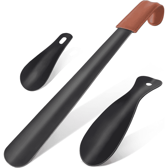 WLGJL Metal Shoe Horn Long Handle for Seniors Men Women, Small Shoe Spoon Boot Horn (3pack)