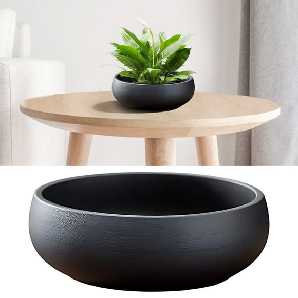 Lotus Jardinière Bol Lotus, Bols Lotus pour la Plantation dans l'Eau à l'Intérieur, Jardinières en Céramique pour Plantes d'Intérieur, Bol Bonsaï Graines de Fleur, Conception Étanche, Esthétique Émaillée Unique (Noir, 6.5*2.6 Po)