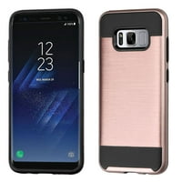 Insten Dual Layer [Shock Absorbing] Hybrid Brushed Hard Plastic/Soft TPU Rubber Case Cover For Samsung Galaxy S8 Plus S8+, Rose Gold/Black