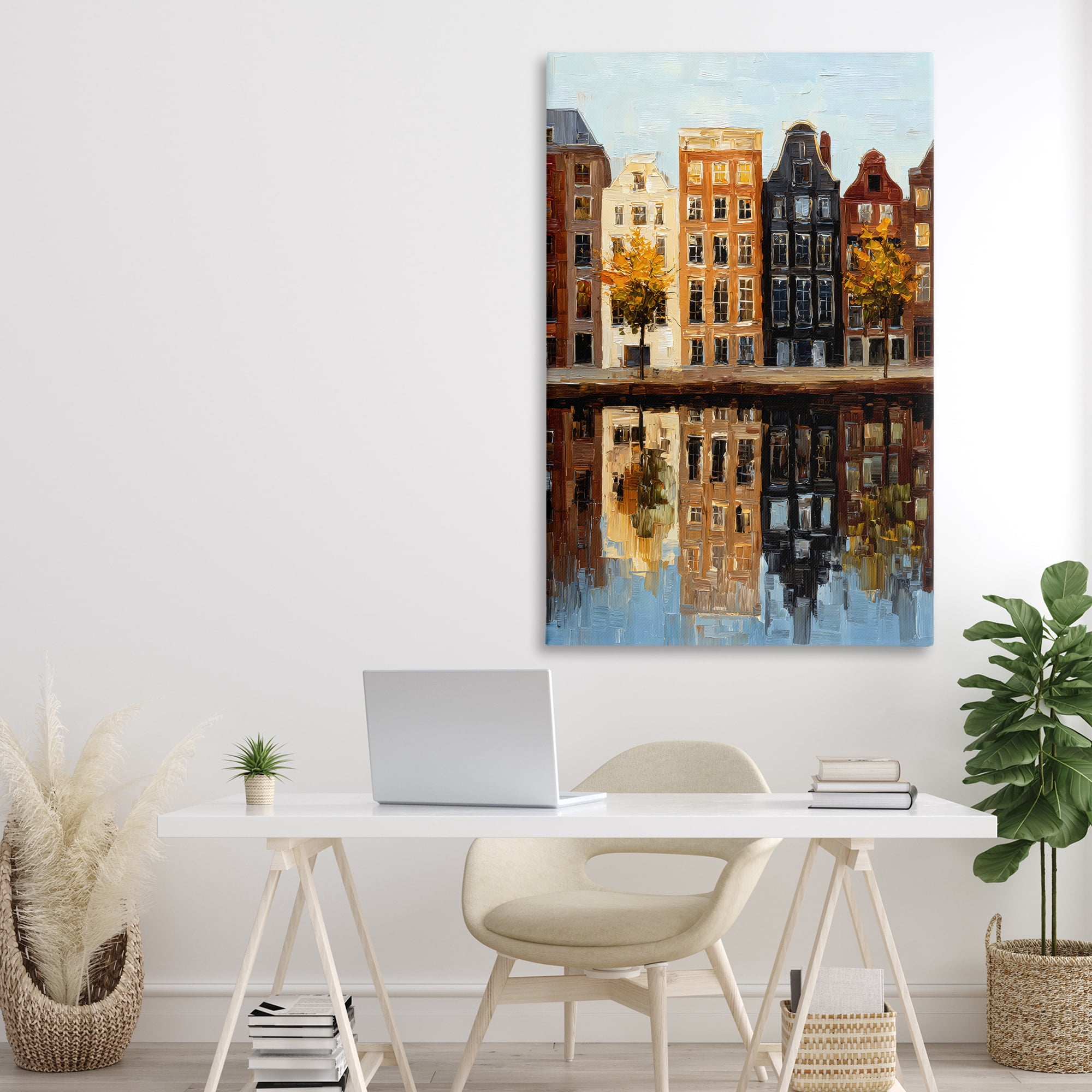 Stupell Industries City Reflection over Canal Canvas Wall Art, design by Petal Prints Design