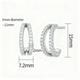 thumbnail image 2 of STING Double Hoop Earrings for Women 14K White Gold Plated Sterling Silver 15MM 5A CZ Hypoallergenic Gift for Women, 2 of 6