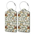 thumbnail image 5 of Rocae Hawaiian Style for Leather Luggage Baggage Tags ID Label Privacy Cover ID Label with Stainless Steel Loop and Address Card, 5 of 5