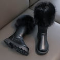 thumbnail image 5 of Dakaela Kids Girls Knee High Boots Plush Wide Calf Tall Riding Boot Chunky Low Heel Fall Winter Zipper Dress Shoes Black Size 9, 5 of 8