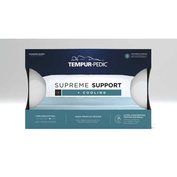 Tempur-Pedic Supreme Support Queen Memory Foam Cooling Bed Pillow - Removable Cover