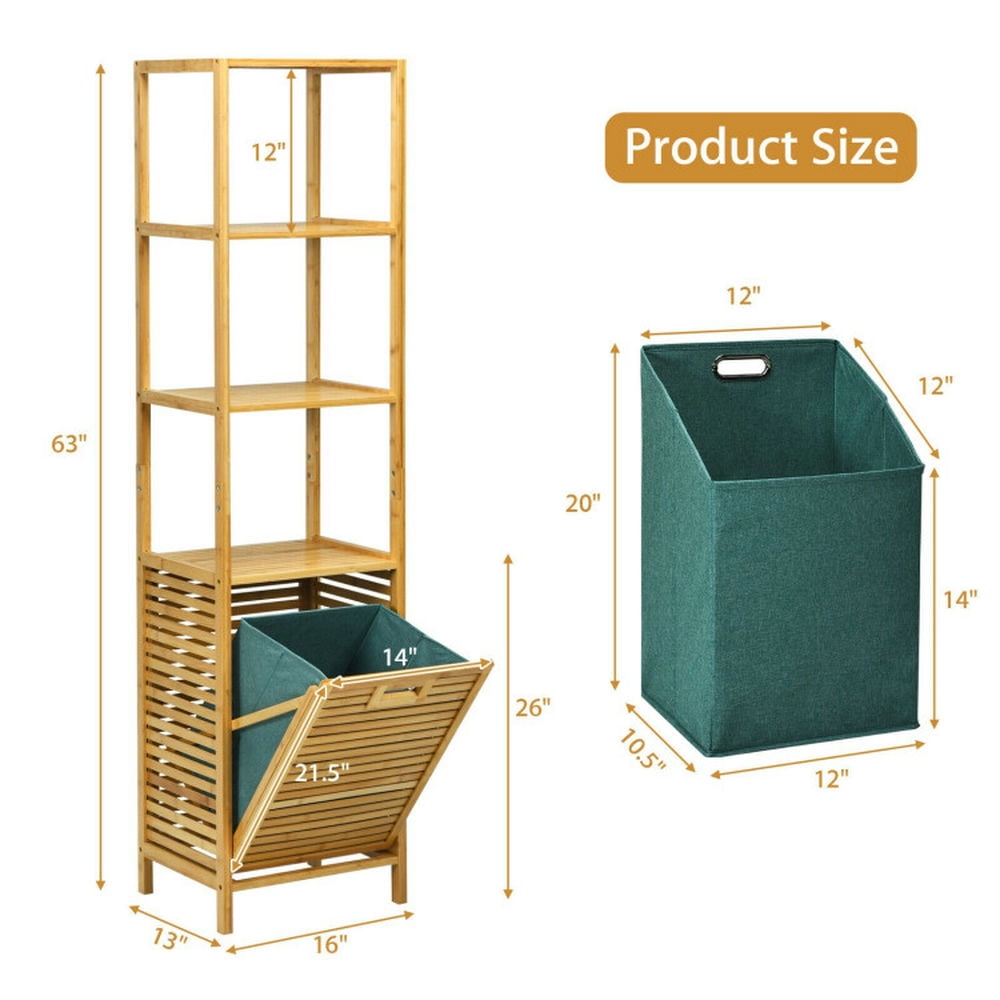 Finihen Bathroom Storage Cabinet, Bathroom Floor Cabinet, Bamboo Tower Hamper Organizer with 3-Tier Storage Shelves, for Bathroom, Living Room, Bedroom, Kitchen, Natural Finihen Bathroom Storage Cabinet, Bathroom Floor Cabinet, Bamboo Tower Hamper Organizer with 3-Tier Storage Shelves, for Bathroom, Living Room, Bedroom, Kitchen, Natural