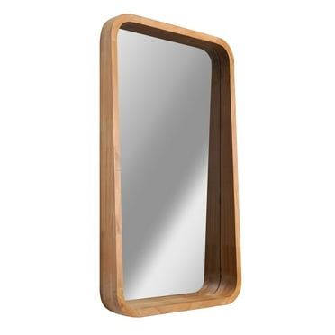Head West Contemporary Raised Lip Natural Wood Framed Wall Mirror - 17.5" x 30"