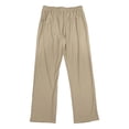 thumbnail image 6 of OGLCCG Men's Cotton Linen Pants Elastic Waist Drawstring Casual Trouser with Pockets Lightweight Straight-Legs Loose Beach Yoga Pants,XXXL,Khaki, 6 of 8