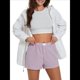 thumbnail image 1 of Pantalones Cortos de Pijama A Cuadros Y2K para Mujer, Tipo Bóxer Elástico, Estilo Urbano Púrpura M, 1 of 7