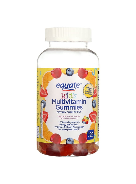 Equate Kids Multivitamin Gummies for General Health, Natural Fruit, 190 Count