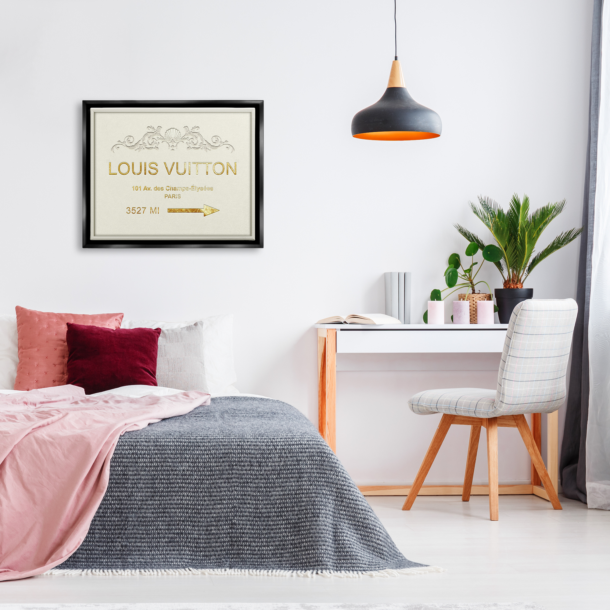 Stupell Industries Elegant Fashion Sign Distance from NYC Jet Black Framed Floating Canvas Wall Art, 24x30, by Ziwei Li
