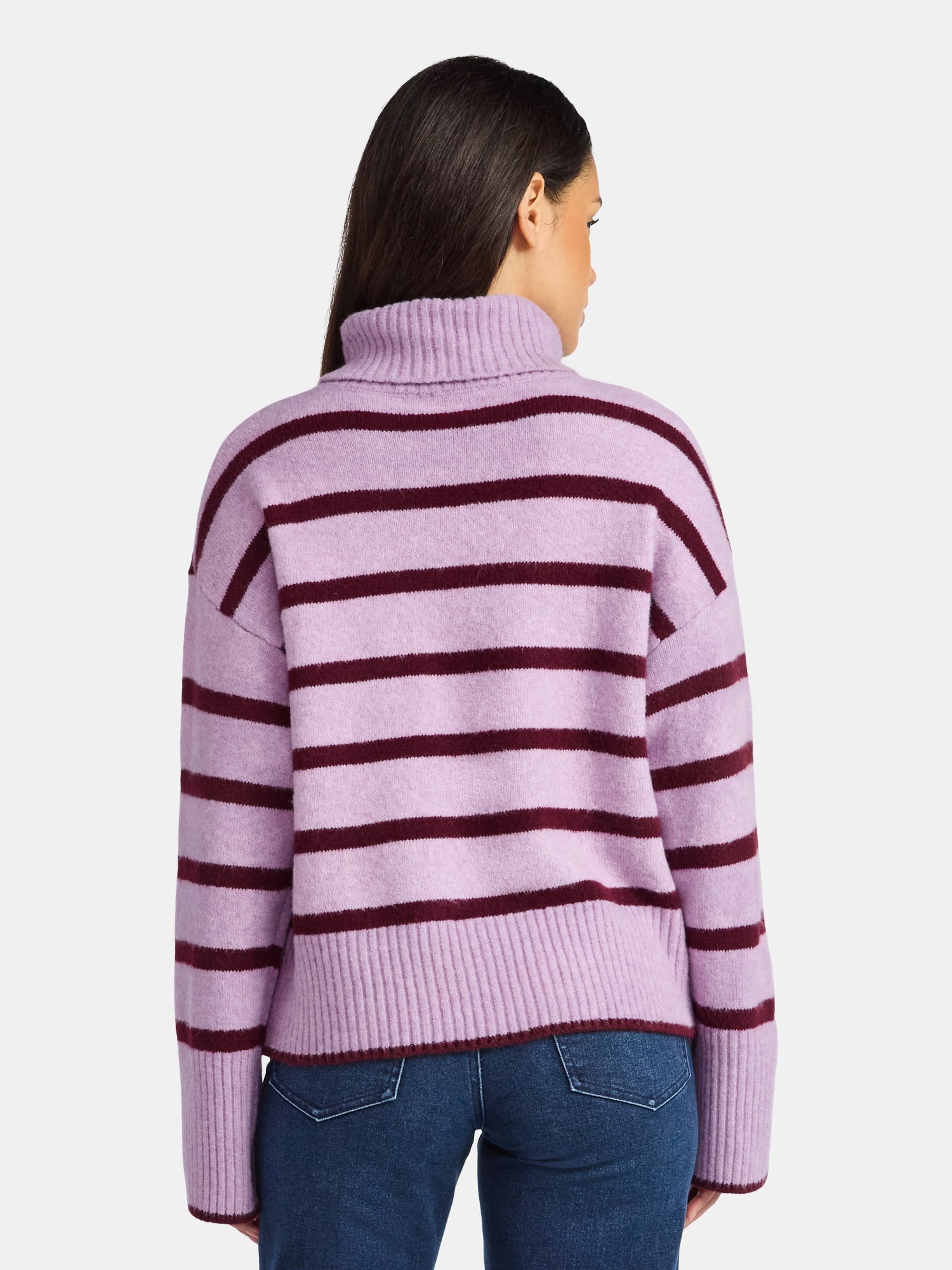 Time and Tru Women's Chunky Turtleneck Pullover Sweater with Long Sleeves, Mid-weight, Sizes XS-XXXL