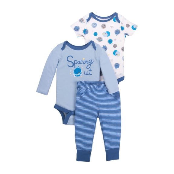 Little Star Organic Baby Boy 2 Bodysuits & Knit Pant, Size Newborn-24M