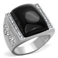 thumbnail image 1 of Alamode TK1767-7 Femmes Haute Poli Bague en Acier Inoxydable avec Synthétique en Jet - Taille 7, 1 of 1