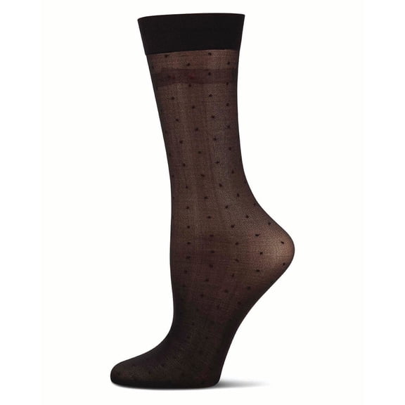 MeMoi 3 Pair Women's Sheer Dot and Opaque Solid Trouser Socks - Womens - Female, One Size, Black-Black-Black