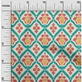 thumbnail image 2 of oneOone Rayon Teal Green Fabric Asian Ikat Craft Projects Decor Fabric Printed By The Yard 56 Inch Wide, 2 of 4