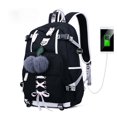 thumbnail image 1 of Teens Backpack Pom Pom Lace up USB Splash-proof College Backpack Travel Backpack, 1 of 2