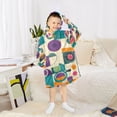 thumbnail image 6 of FORMRS Wearable Blanket Hoodie with Sleeves for Kids Cozy Flannel Sweatshirt, Purple Geometric, 6 of 7