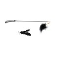 thumbnail image 1 of Cat Feather Playing Sticks with Bell Pet Retractable Wand Funny Rod Interactive ToyGray Black, 1 of 15