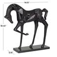 thumbnail image 3 of DecMode Aluminum Contemporary Prancing Horse Sculpture 19"W x 19"H, Polished Black Finish with Black Marble Base, 3 of 8