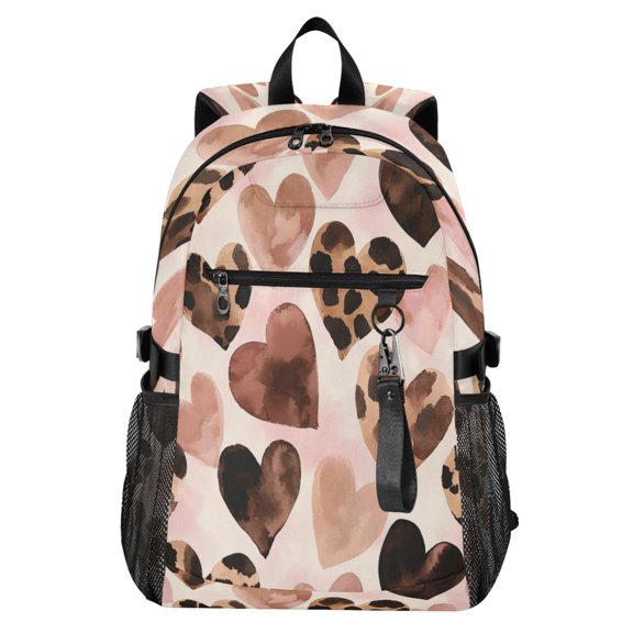 Full‑Print Casual Laptop Backpack, 20L Water‑Resistant Twill Tote Daypack with 14 Inch Computer Compartment for School Business Travel Super Beautiful Black Heart