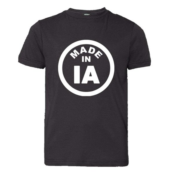 PleaseMeTees™ Youth From Born Made In Iowa IA Logo Label Tag HQ Tee