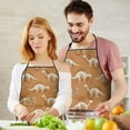 thumbnail image 5 of Brown Cartoon Dinosaurs Skeletons Pattern Apron-Garden Aprons for Women with Pockets-Cotton Linen Waterproof Kitchen Cooking Gardening Aprons Adjustable for Kitchen,Cooking,BBQ and Salon 33x27 Inch, 5 of 7