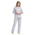 thumbnail image 3 of GLOBAL Women 100% Cotton Pajama Set Long Sleeve Pjs Button Down Comfy Nightwear, 3 of 5