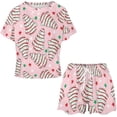 thumbnail image 2 of NICKSUN Pyjama d'Été 2 Pcs pour Femmes, Ensemble de Vêtements de Nuit Doux et Confortables avec Short de Détente, Sapins de Noël Roses, 4TG, 2 of 8