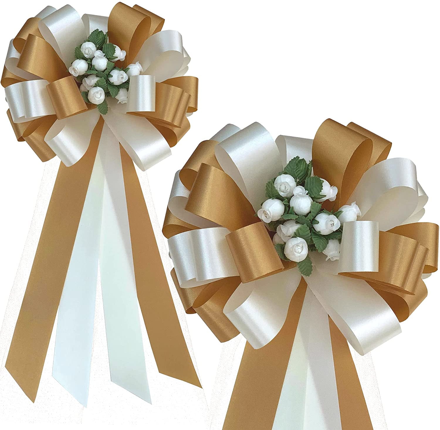 8 Pc Wedding White Tulle Pew Bows OR ANY COLOR RUSH ORDERS AVAIL