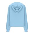 thumbnail image 6 of IROINNID Deals Hoodie for Women Solid Casual Pullover Loose Long Sleeve Fall Classic Tops with Zipper Pocket,Blue, 6 of 6