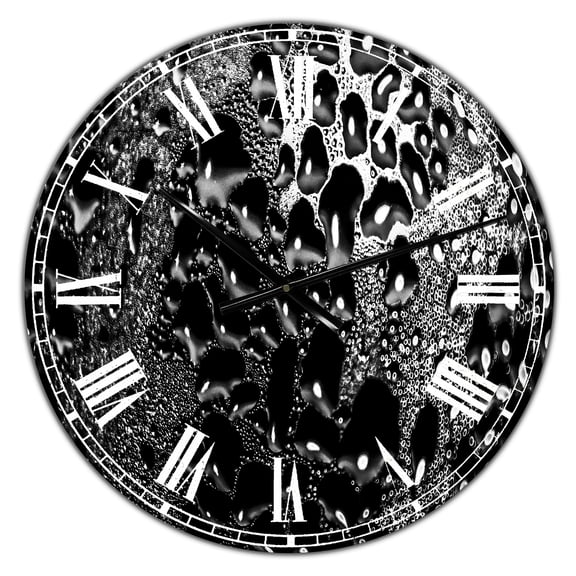 Designart Oversized Black Analog Round Modern Wall Clocks, CLM25061-C23