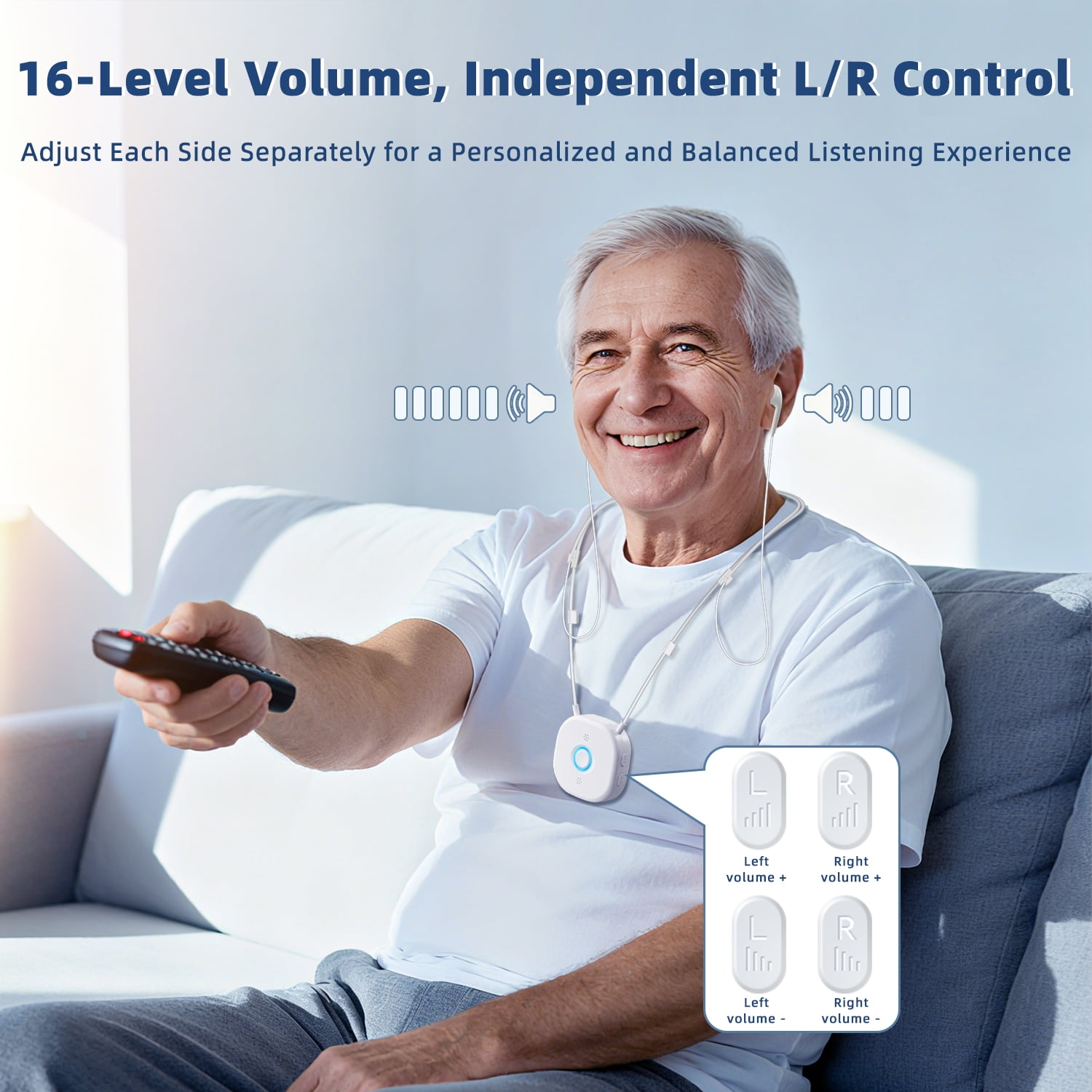 Wireless Earbuds for TV Watching, Neckband TV Headphones Wireless for Senior with USB Extension Cord Transmitter, Support Optical, 3.5 mm AUX, No Delay
