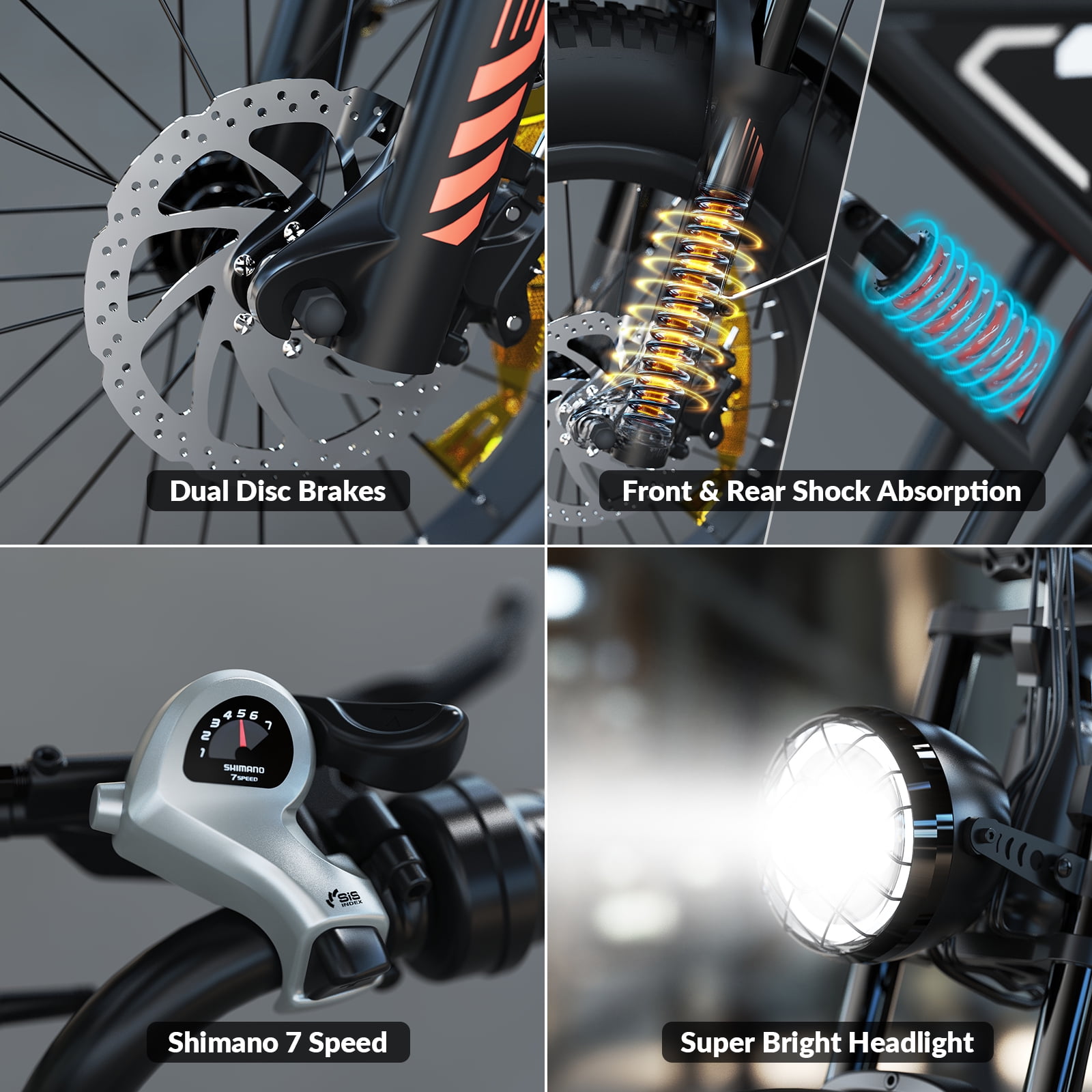 5TH WHEEL LB16 750W Electric Bike for Adults, 20" × 4 Fat Tire E Mountain Bikes, 48V 14.5Ah Removable Battery, Front Suspension, 7-Speed UL2849