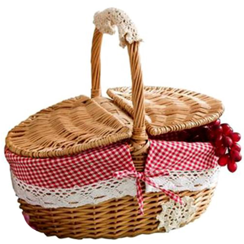 Details about   Wooden Hand-made Camping Wicker Fruit Basket Picnic Multi-purpose Storage Hamper 