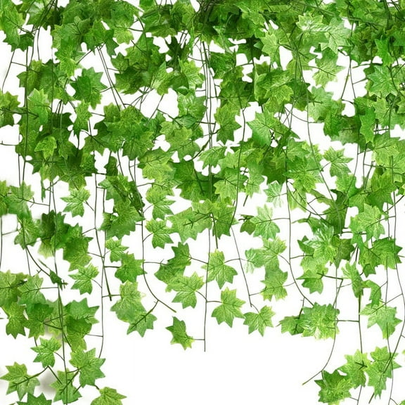 12 Pcs 7.5Ft Artificial Maple Leaves Hanging Vines, Ivy Garland Hanging Plants for Garden Wedding