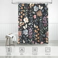 thumbnail image 6 of Black Floral Shower Curtain, Botanical Wildflower Dark Fabric Shower Curtain Set with Hooks, Flower Leaf Bath Curtain Boho Vintage Rustic Shower Curtains Moody Maximalist Bathroom Decor,, 6 of 7