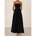 thumbnail image 5 of Women'S Summer Maxi Dresses Beach Sundress Casual Spaghetti Strap Smocked Swing A Line Long Flowy Dress Black XL, 5 of 7