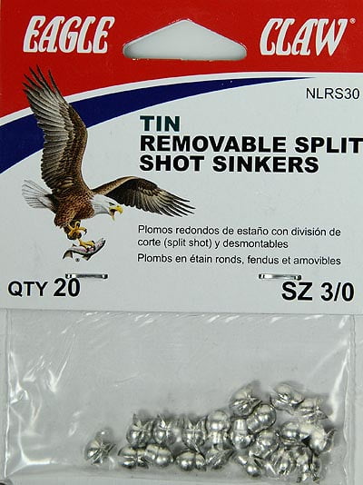 6 Packs of 20 TOURNAMENT TACKLE  Removable Split Shot Sinkers Size 5 