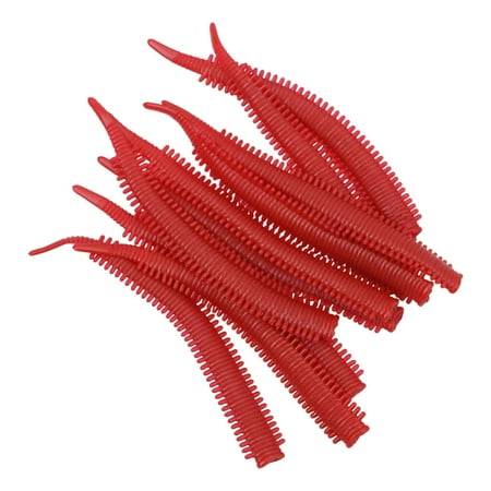 Rooha 10Pcs Simulation Sand Silkworm Fishing Lure Sea Earthworm Float False Bait 8X0.5Cm Tpr Earthworm Red Worm Baits Simulate Lures