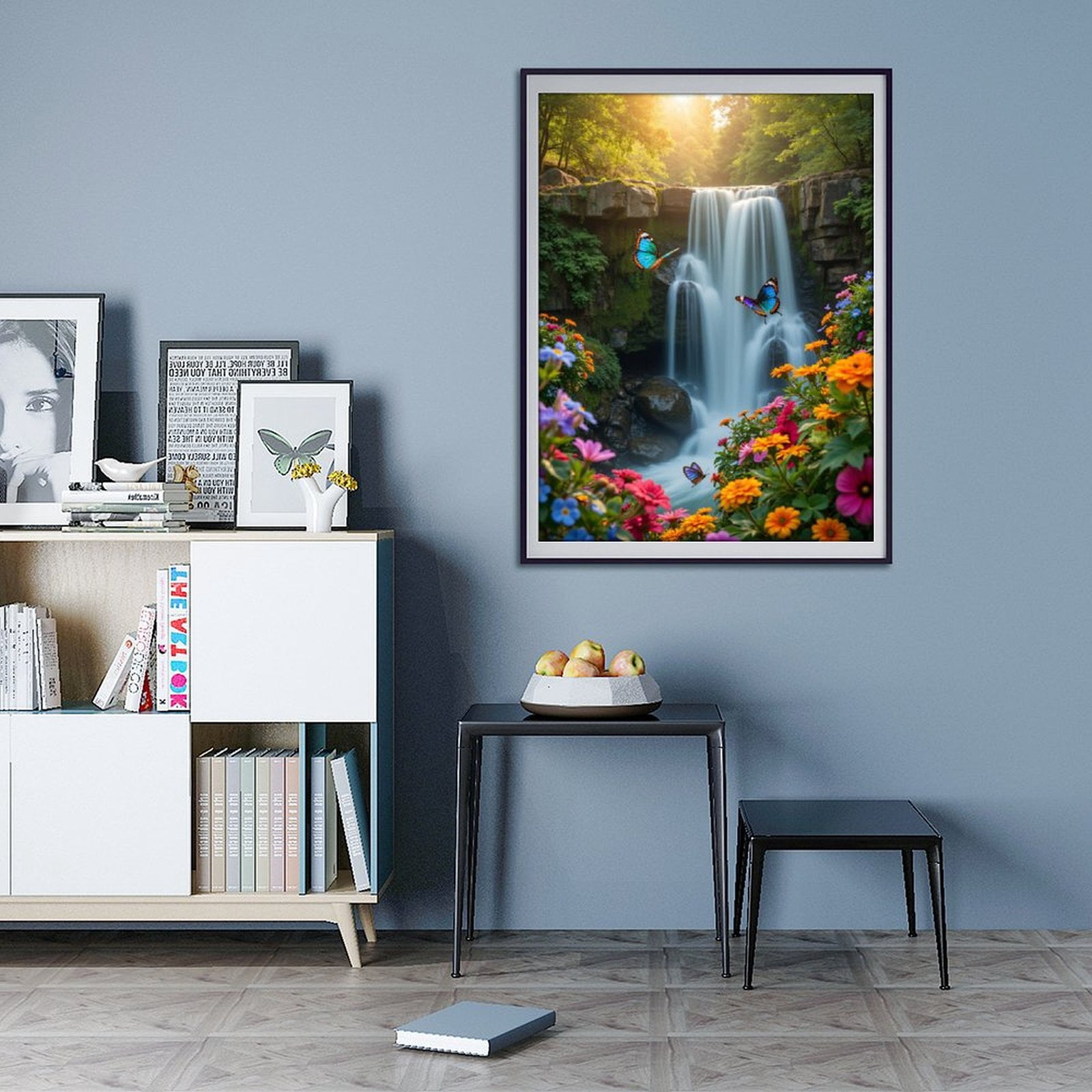 Diamond Art Kits for Adults - 5d Waterfall Butterflies Floral Paradise Diamond Painting for Adults, Diamond Art for Adults Beginners, Diamond Painting Kits for Adults for Home Wall Decor