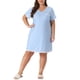 thumbnail image 1 of Agnes Orinda Camisones de Talla Grande para Mujeres Lunares Cuello en V Mangas Cortas Midi Camisón 1X Azul Claro, 1 of 8