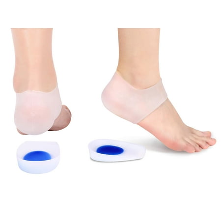 2 Pairs Gel Heel Protection Cushion Shock Absorption Cups Inserts and Compression Heel Sleeves Socks Foot Ankle Pain Relief for Plantar Fasciitis Spurs Pads Cracked Heels Achilles Tendonitis, (Best Running Shoes To Prevent Achilles Tendonitis)