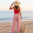 thumbnail image 5 of Women's Striped Wide Leg Pants with Pockets, Casual Elastic Drawstring Waist Palazzo Trousers, Summer Loose Fit Boho Long Pants, 5 of 8