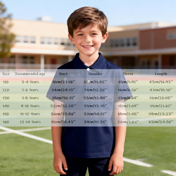 Polo Shirt Boys Navy Button Down Short Sleeve Polo Shirt Girls 100 Days of School Shirt Classic Kids Shirts for Boys 5-6 Years