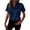 Navy, variant on V Neck Short Sleeve Shirts for Women Satin Blouses Business Casual Tops Button Up