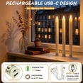 thumbnail image 5 of HIDAWN 6 Pcs Sensor Dawn to Dusk Flameless Taper Candles,Rechargeable Window Candles With Suction Cup Holders,LED Battery Operated Fake Candlesticks with Remote,3D Flickering Electric Candlesticks, 5 of 9