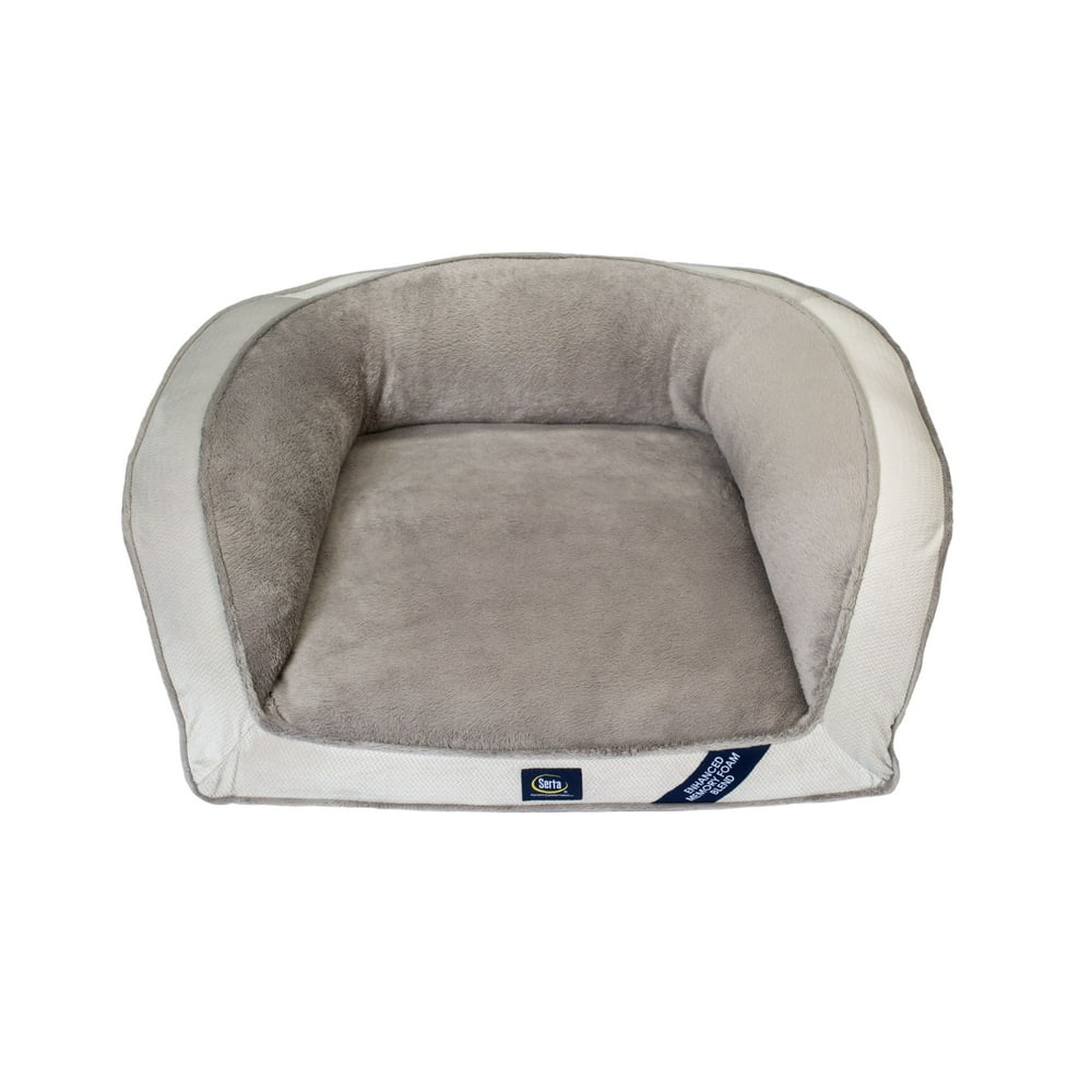 SertaPedic Memory Foam Mini Couch Dog Bed in Grey, Small