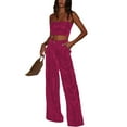 thumbnail image 2 of Womens Velvet Wide Leg Pants High Waisted Palazzo Trousers with Pockets, 2 of 6